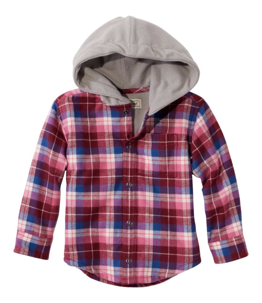 Toddlers' Fleece-Lined Flannel Shirt, Hooded