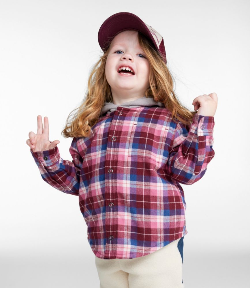 Toddlers' Fleece-Lined Flannel Shirt, Hooded