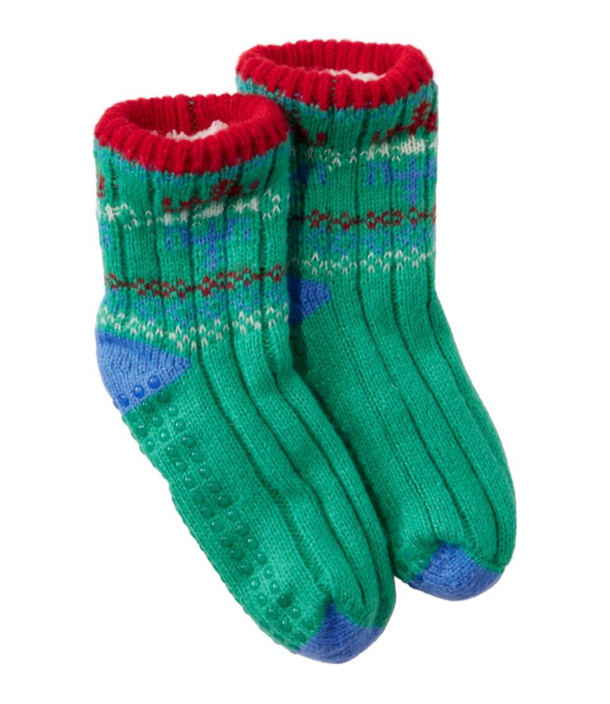 Kids' Cozy Gripper Socks, Emerald Spruce Fairisle, small image number 1