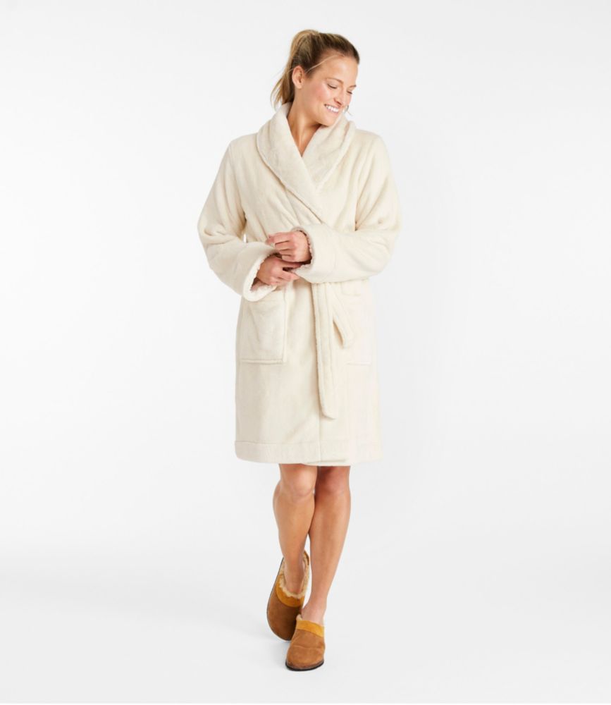 Women's Wicked Plush Robe, Mid-Length, Cream, small image number 2