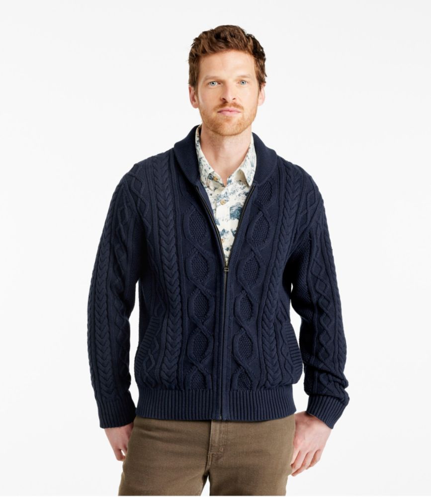 Men's Bean's Heritage Soft Cotton Fisherman Sweater, Full-Zip, Charcoal Heather, small image number 2