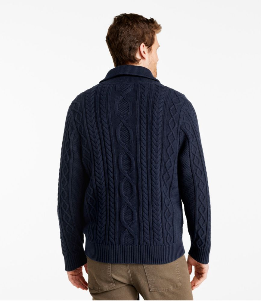 Men's Bean's Heritage Soft Cotton Fisherman Sweater, Full-Zip, Burnt Mahogany Donegal, small image number 3