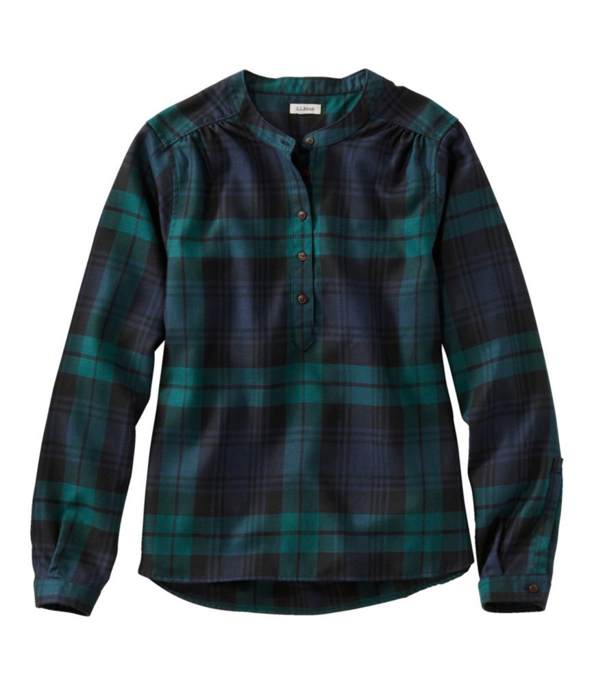 Women's Feather-Soft Twill Shirt, Long-Sleeve Popover, Dark Pine, small image number 1