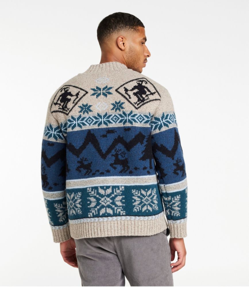 Men's Bean's Classic Ragg Wool Sweater, Quarter-Zip, Fair Isle, Gray Heather, small image number 3