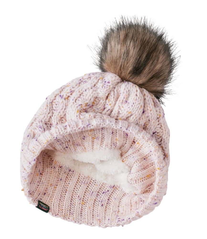 Kids' Cozy Cable Pom Hat, Stripe, Black Multi, small image number 2