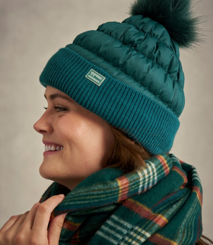 Women's Puffer Pom Hat, Dark Black, small image number 4