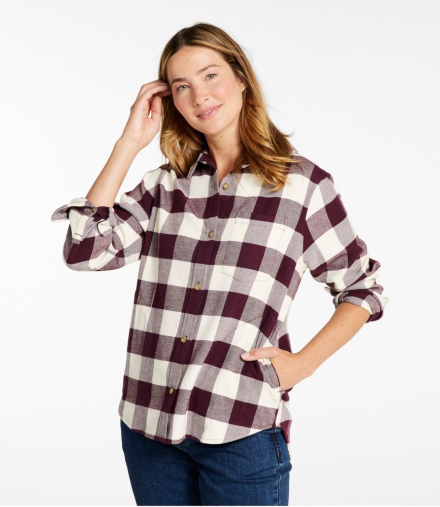 Women's Soft-Brushed Flannel Shirt, Dark Indigo, small image number 2