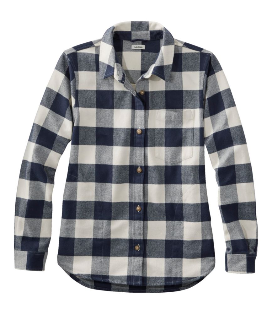 Women's Soft-Brushed Flannel Shirt, Dark Indigo, small image number 1