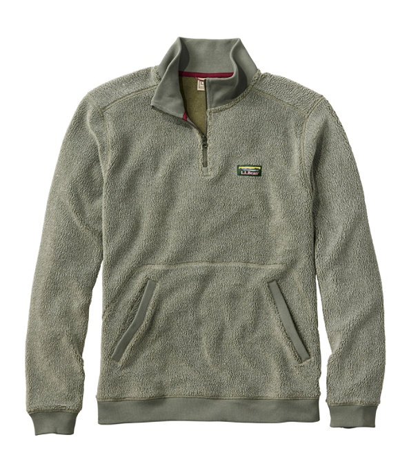 Men's Tumbled Sherpa Quarter-Zip Pullover, Deep Olive, large image number 0