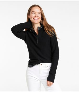 Women's Honeycomb Merino Wool-Blend Sweater, Quarter-Zip