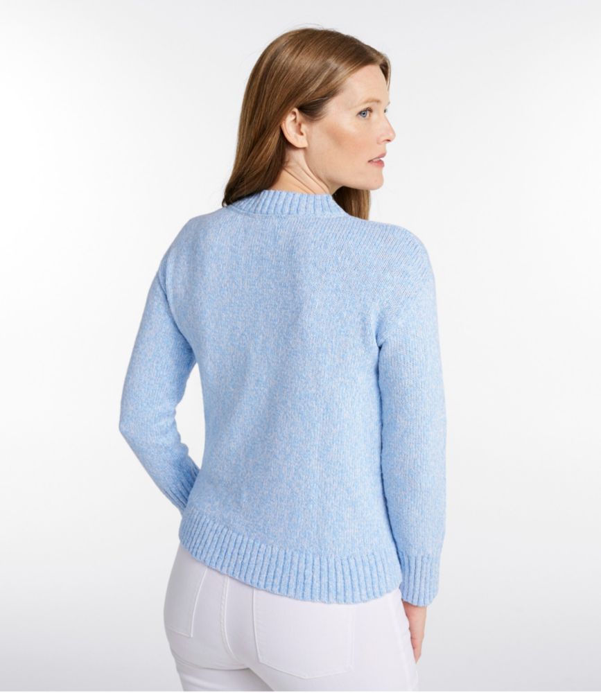 Women's Cotton Ragg Sweater, Crewneck, Classic Navy/Bright Blue, small image number 3