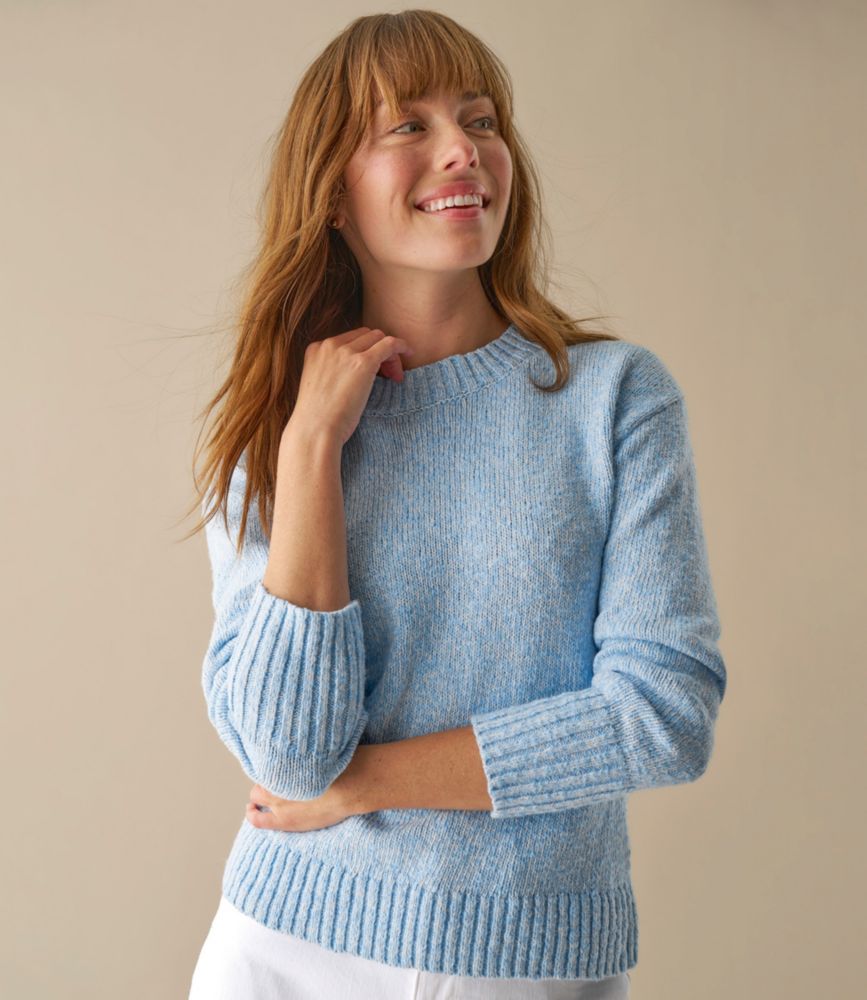 Women's Cotton Ragg Sweater, Crewneck, Classic Navy/Bright Blue, small image number 6