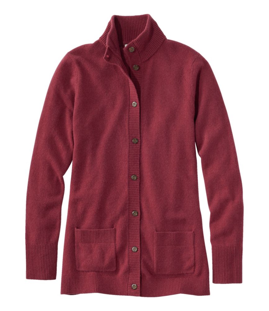 Women's Classic Cashmere Button-Front Cardigan, Bordeaux, small image number 1