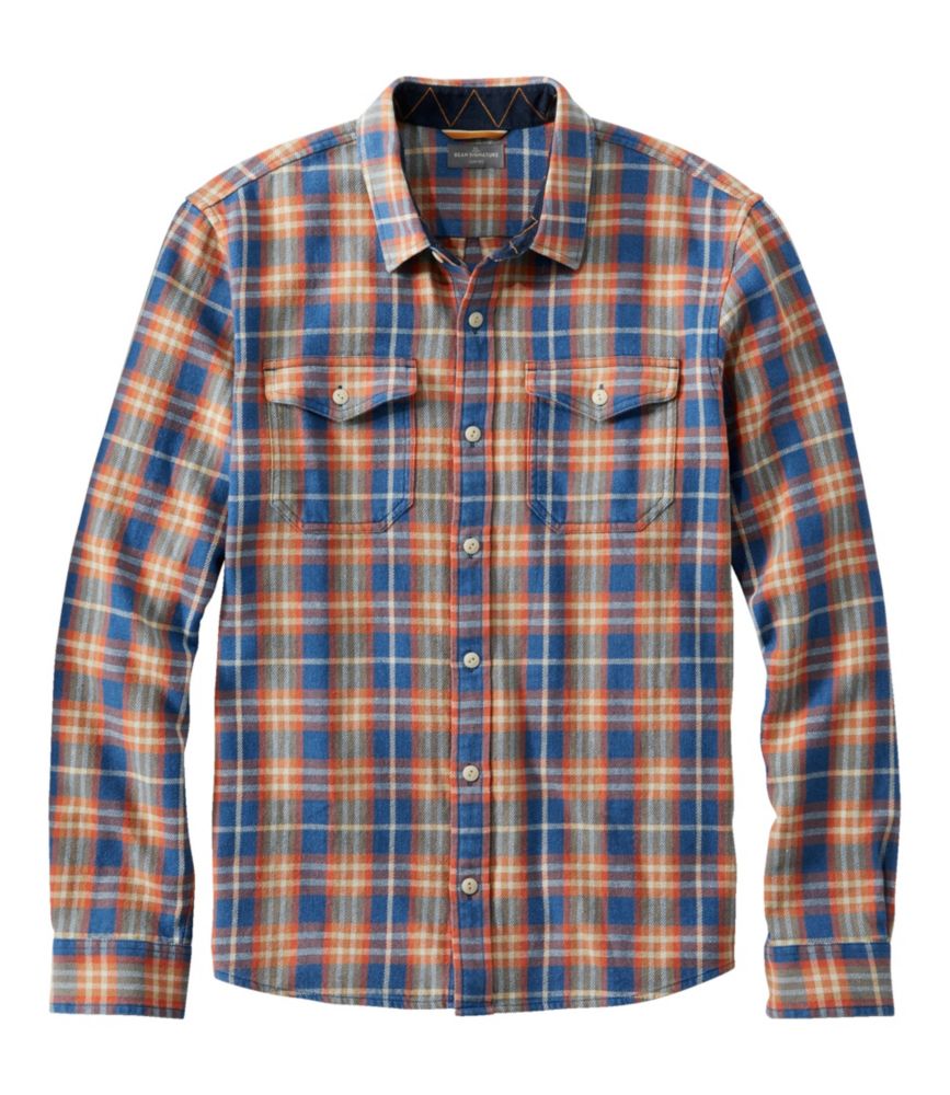 Men's Signature Washed Indigo Shirt, Long-Sleeve | Casual Button-Down ...