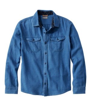 Men's Signature Washed Indigo Shirt, Long-Sleeve