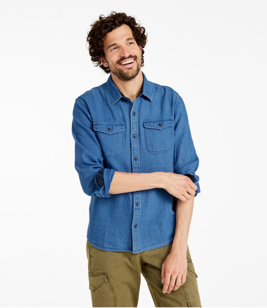 Men's Signature Washed Indigo Shirt, Long-Sleeve