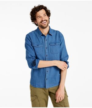 Men's Signature Washed Indigo Shirt, Long-Sleeve