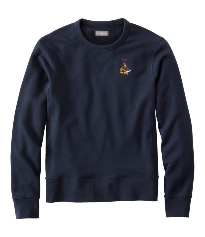 Men's Signature Rugged Crewneck Sweatshirt, Print, Navy Bean Boot, small image number 1