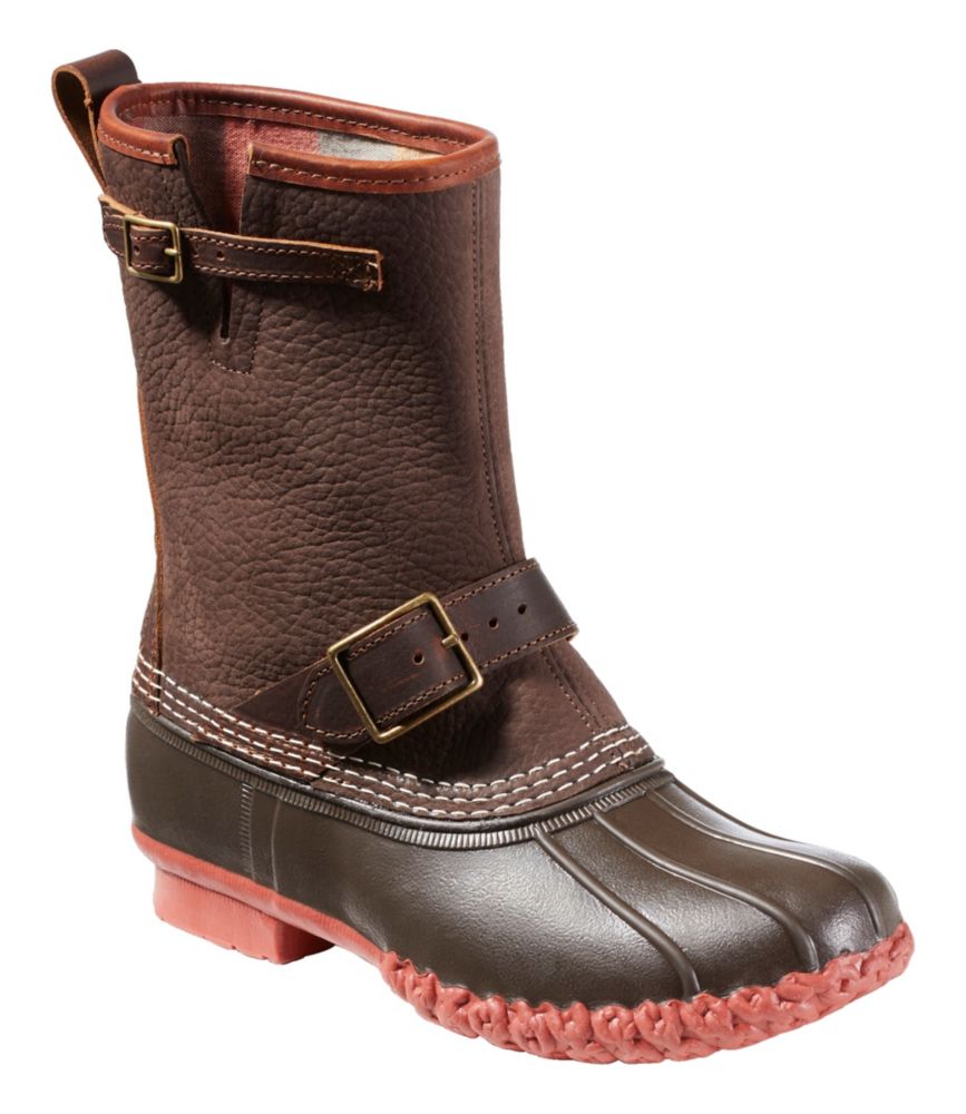 Women's Bean Boots, 10" Engineer Buckle Flannel-Lined, Dark Earth/BBB/Rust Orange/AppCimPld, small image number 6