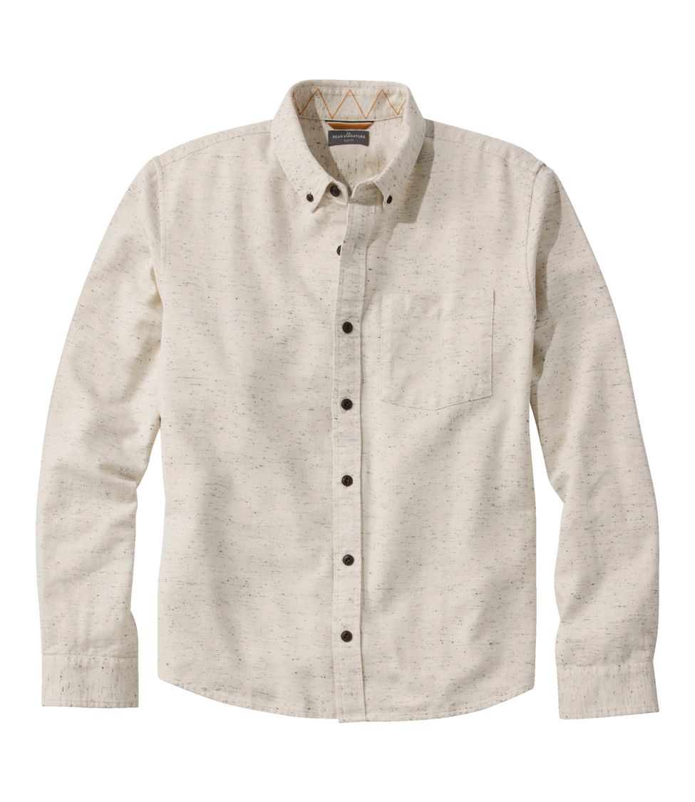 Men's Signature Donegal Woven Shirt, Long-Sleeve Cream Extra Large, Twill Flannel | L.L.Bean, Tall