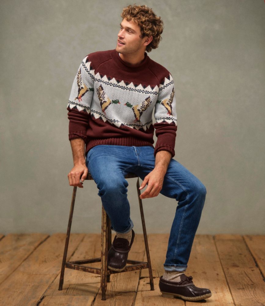 Men's Signature Organic Cotton Rollneck Sweater, Fair Isle, Currant Mallard, small image number 7