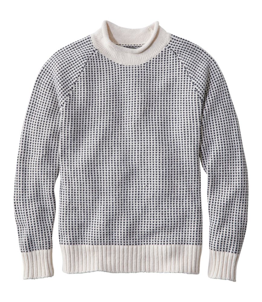 Men's Signature Organic Cotton Rollneck Sweater, Fair Isle, Oatmeal Birdseye, small image number 1