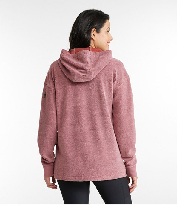 Women's Tumbled Sherpa Fleece, Hooded Pullover, Rosewood, largeimage number 2
