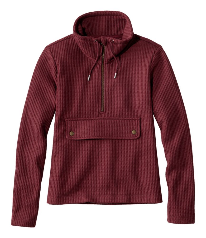 Women's Signature Brushed-Back Waffle Anorak, Burgundy, small image number 1