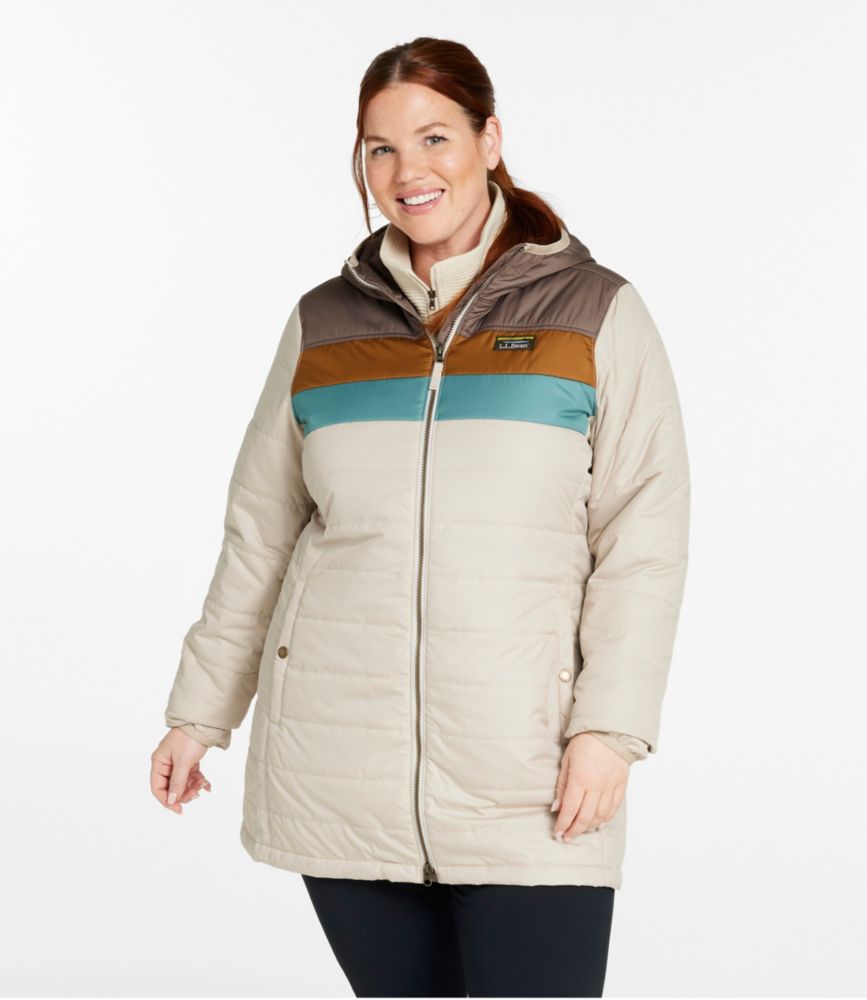 Women's Mountain Classic Puffer Coat, Colorblock, Taupe Brown/Gray Birch, small image number 2