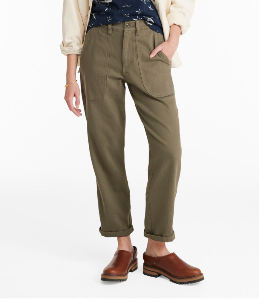 Women's Signature Washed Cotton Barrel Pants, High-Rise Tapered Leg