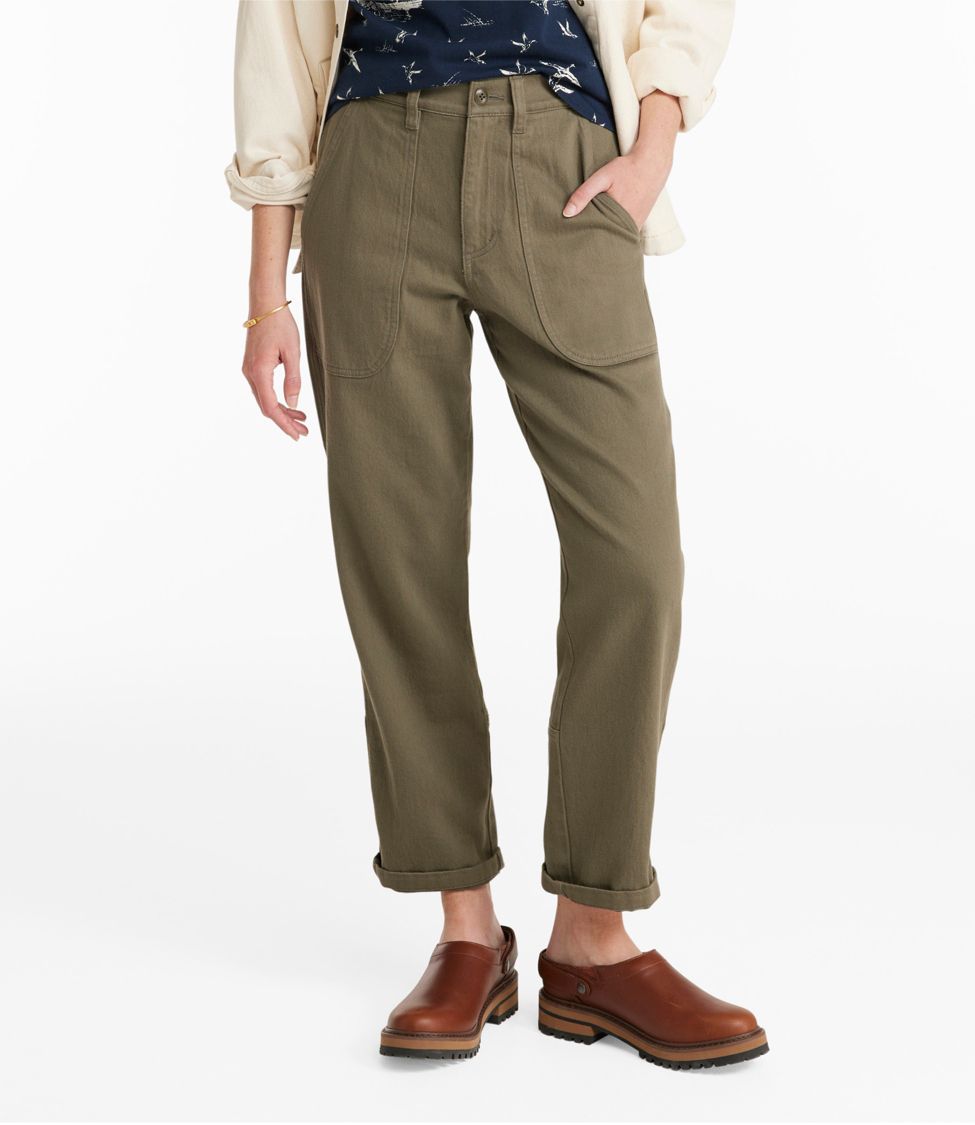 Women's Signature Washed Cotton Barrel Pants, High-Rise Tapered Leg at L.L.  Bean