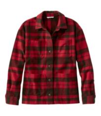 Men's Maine Guide Wool Parka, PrimaLoft Red/Black Plaid Medium, Wool/Nylon | L.L.Bean