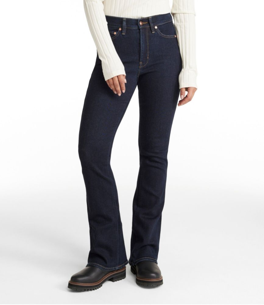 Women's Signature Stretch Jeans, High-Rise Flare, Midnight, small image number 2