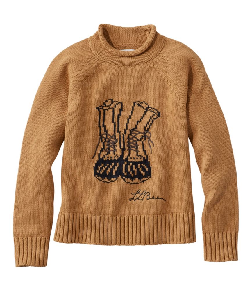 Women's Signature Original Cotton Sweater, Rollneck Novelty, Barley Bean Boots, small image number 1