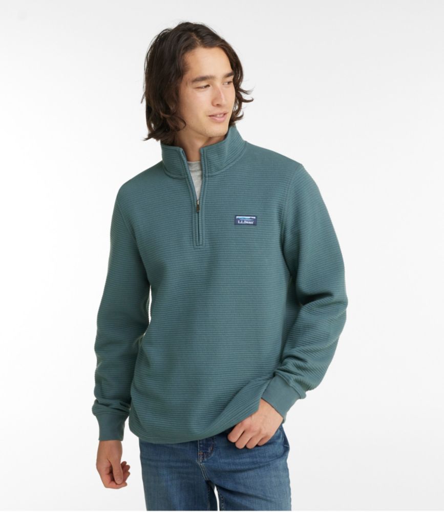 Men's Lakewashed Double-Knit Quarter-Zip Pullover, Brick Orange Heather, small image number 2