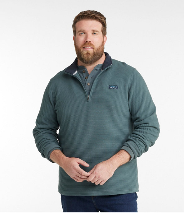 Men's Lakewashed Double-Knit Quarter-Zip Pullover, Classic Navy, large image number 3