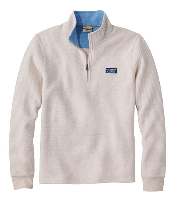 Men's Lakewashed Double-Knit Quarter-Zip Pullover, Oatmeal Heather, large image number 0