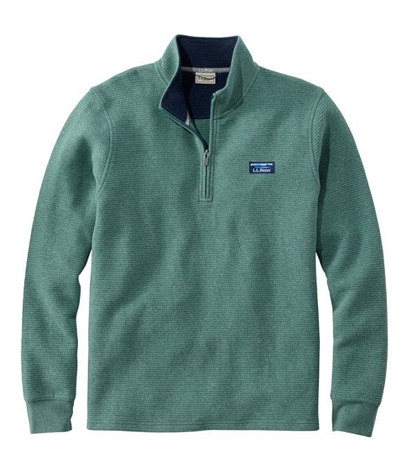 Men's Lakewashed Double-Knit Quarter-Zip Pullover, Deep Sea Green Heather, large image number 0