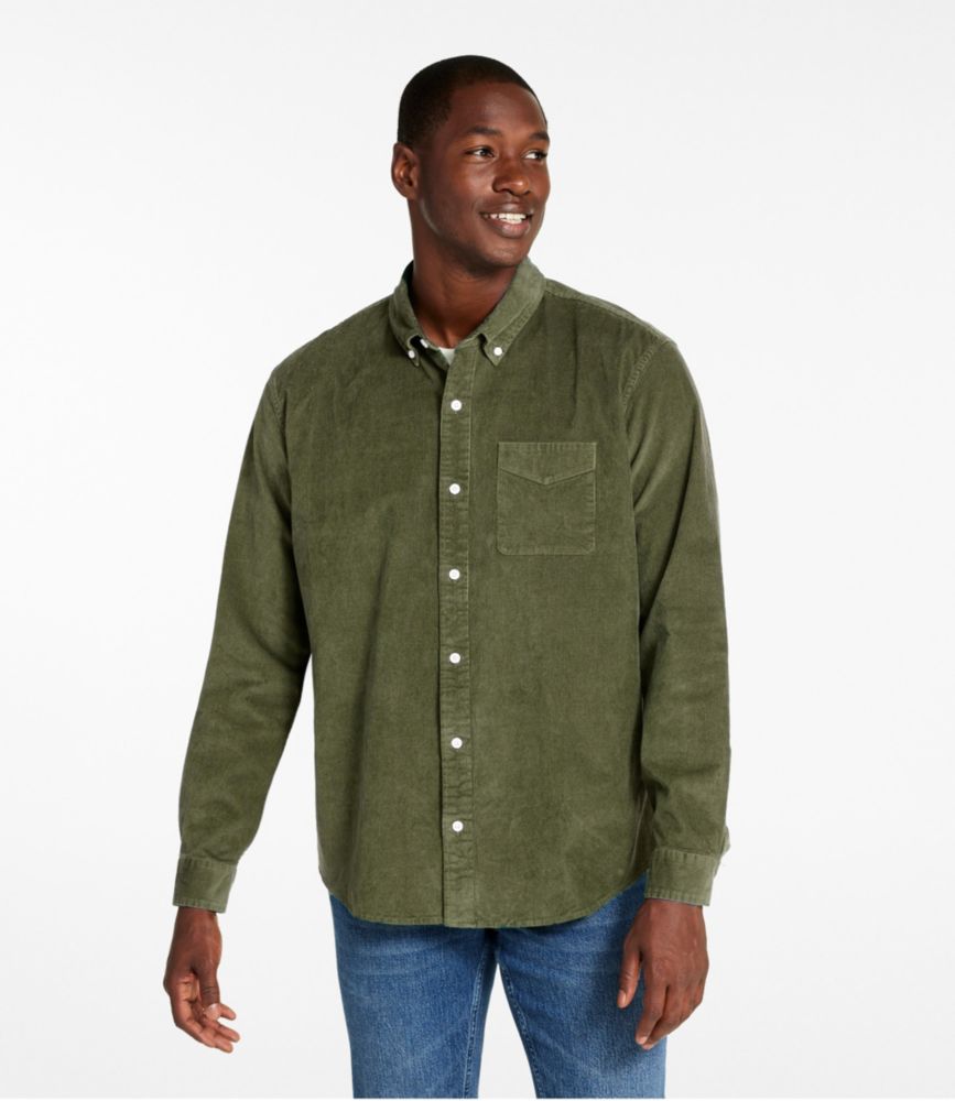 Men's Comfort Stretch® Corduroy Shirt, Long-Sleeve, Traditional Untucked Fit, Silver Birch, small image number 2