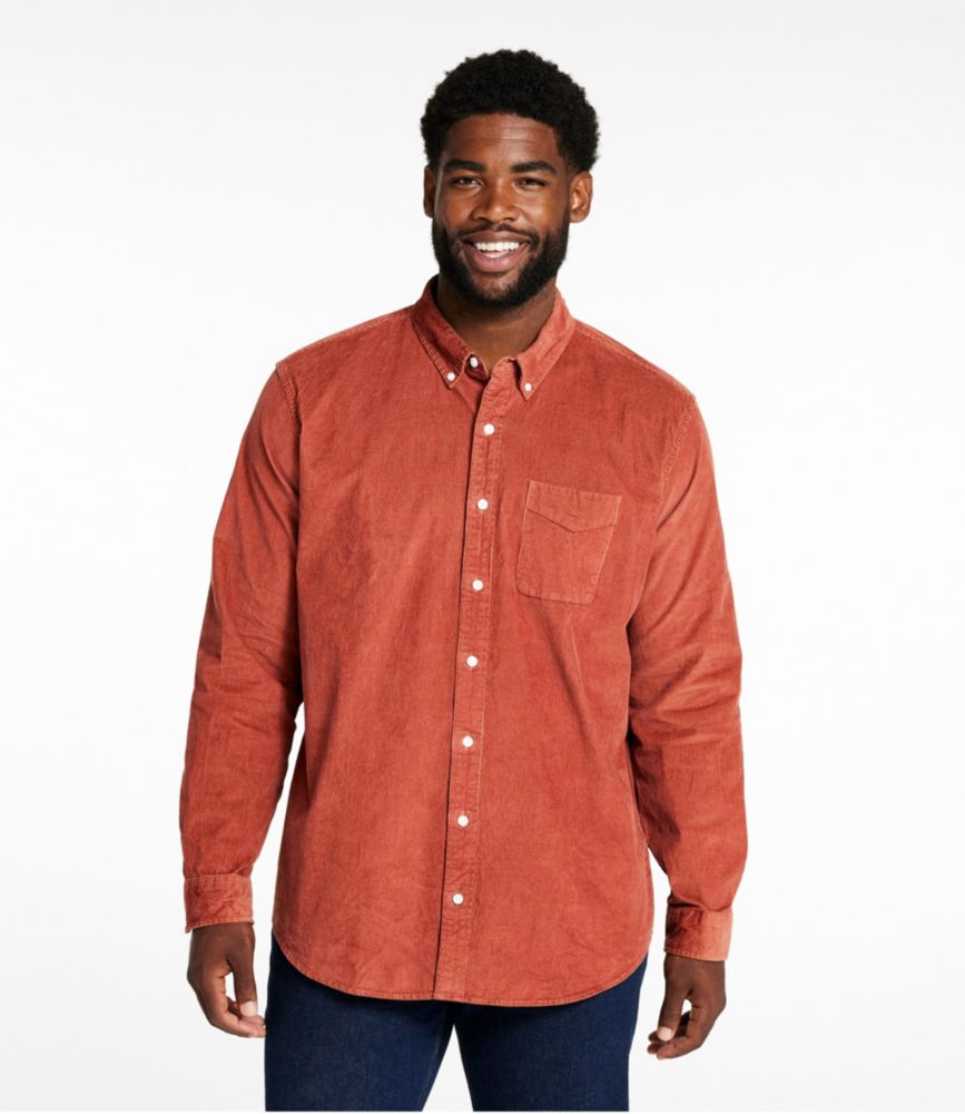 Men's Comfort Stretch Corduroy Shirt, Long-Sleeve, Traditional Untucked Fit, Burgundy, small image number 4