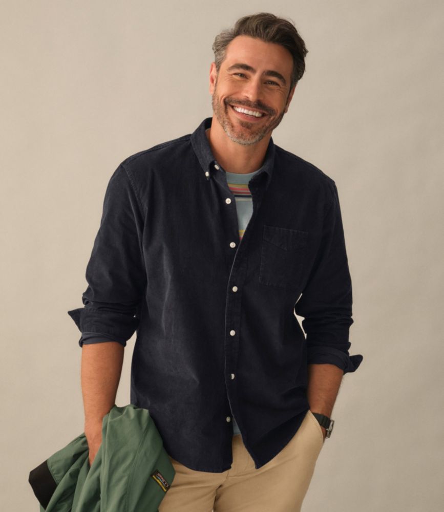 Men's Comfort Stretch® Corduroy Shirt, Long-Sleeve, Traditional Untucked Fit, Silver Birch, small image number 8