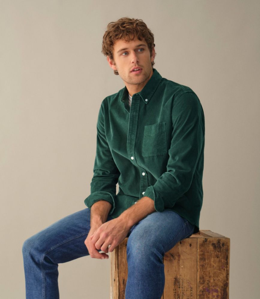 Men's Comfort Stretch® Corduroy Shirt, Long-Sleeve, Traditional Untucked Fit, Silver Birch, small image number 9