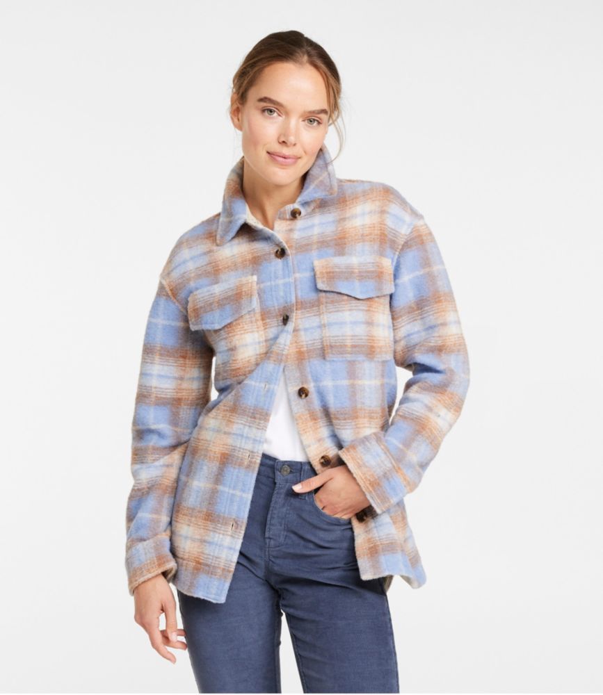 Women's Brushed Plaid Shacket, Classic Navy, small image number 2