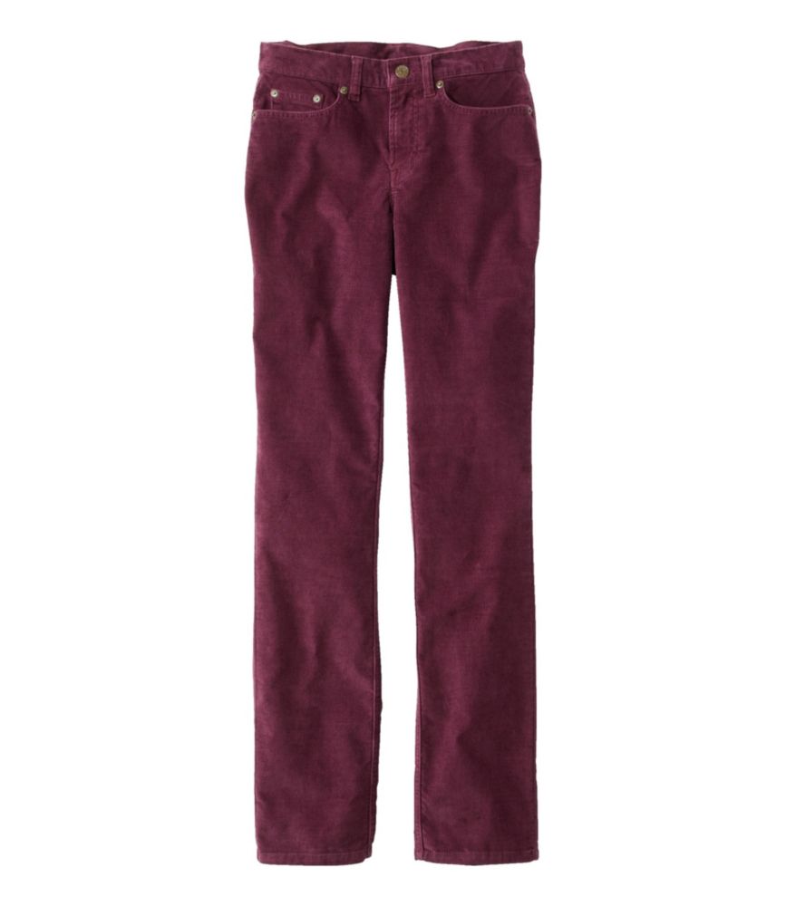 Women's BeanFlex Five-Pocket Corduroy Pants, Mid-Rise Straight-Leg, Deep Wine, small image number 1