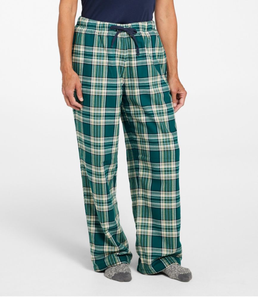 L.L.Bean Flannel Sleep Pants, Plaid Fleece-Lined, Deep Teal Green Plaid, small image number 2