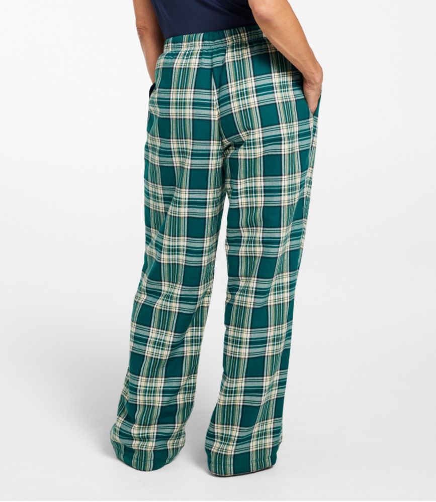 L.L.Bean Flannel Sleep Pants, Plaid Fleece-Lined, Deep Teal Green Plaid, small image number 3