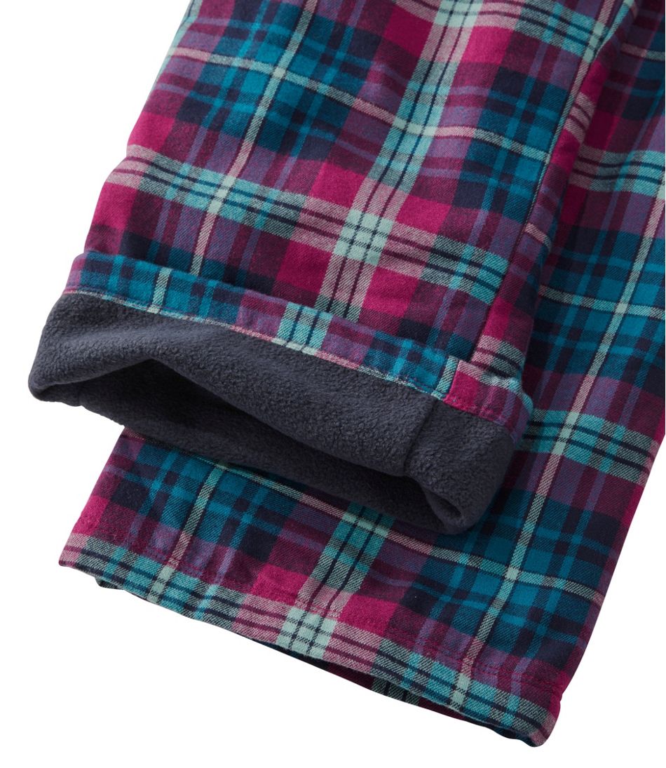 Women's Fleece Lined Flannel Lounge Pants - Red Black Check (LV9) - S; Red  Black Check (LV9)