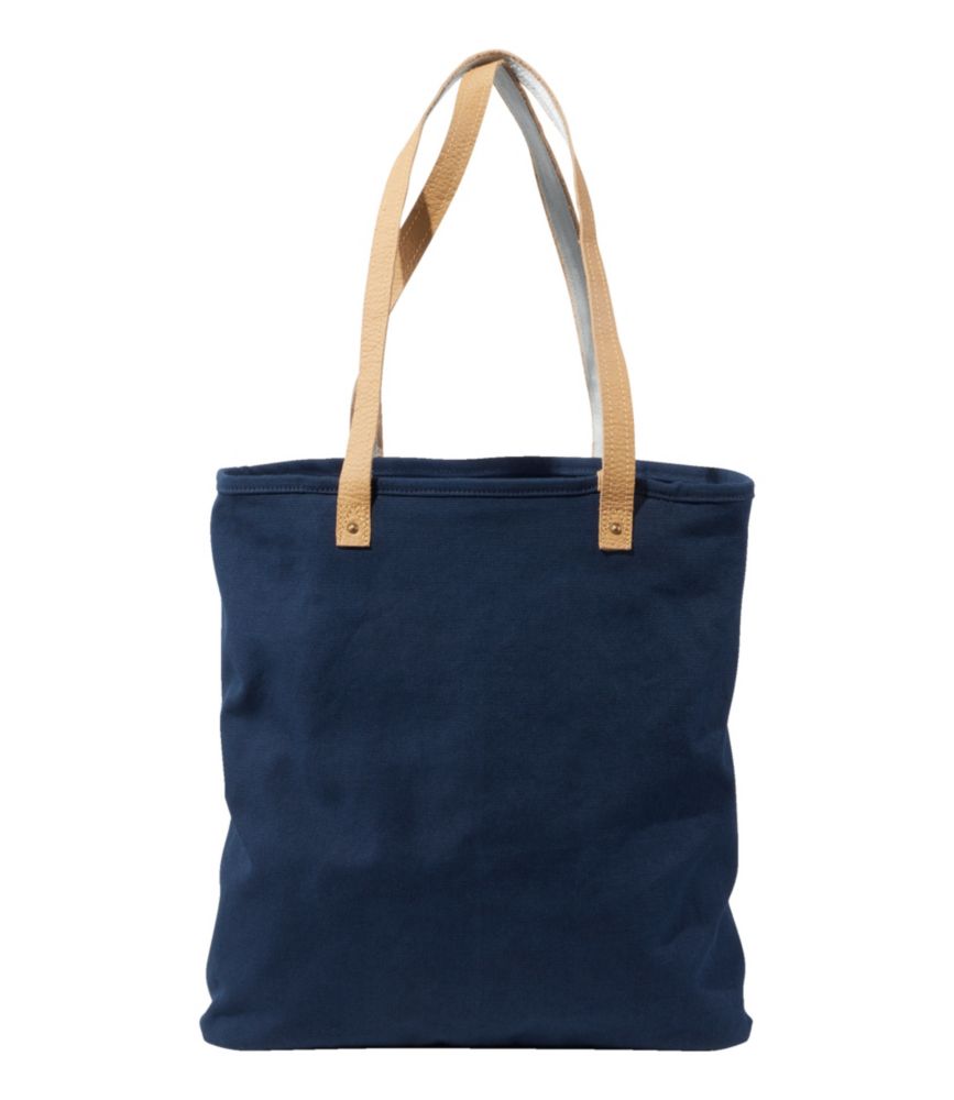 Leather-Handle Essential Tote Bag, Bright Mariner/Sail Cloth, small image number 2