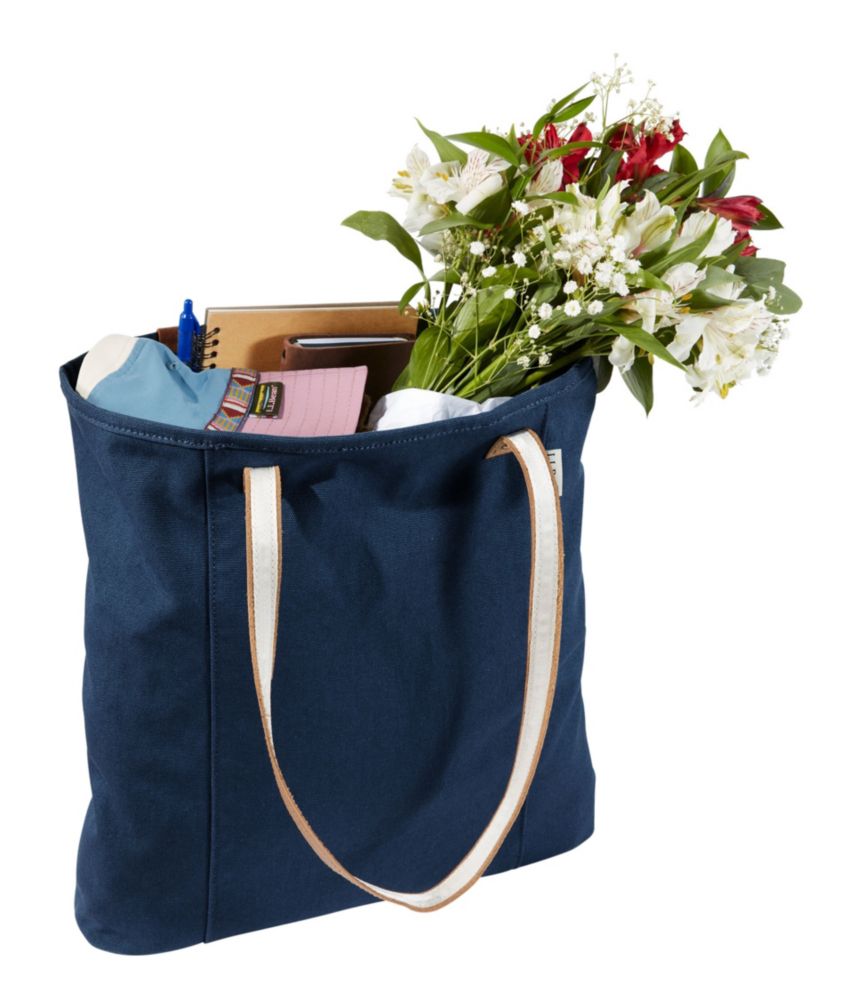 Leather-Handle Essential Tote Bag, Classic Navy, small image number 3