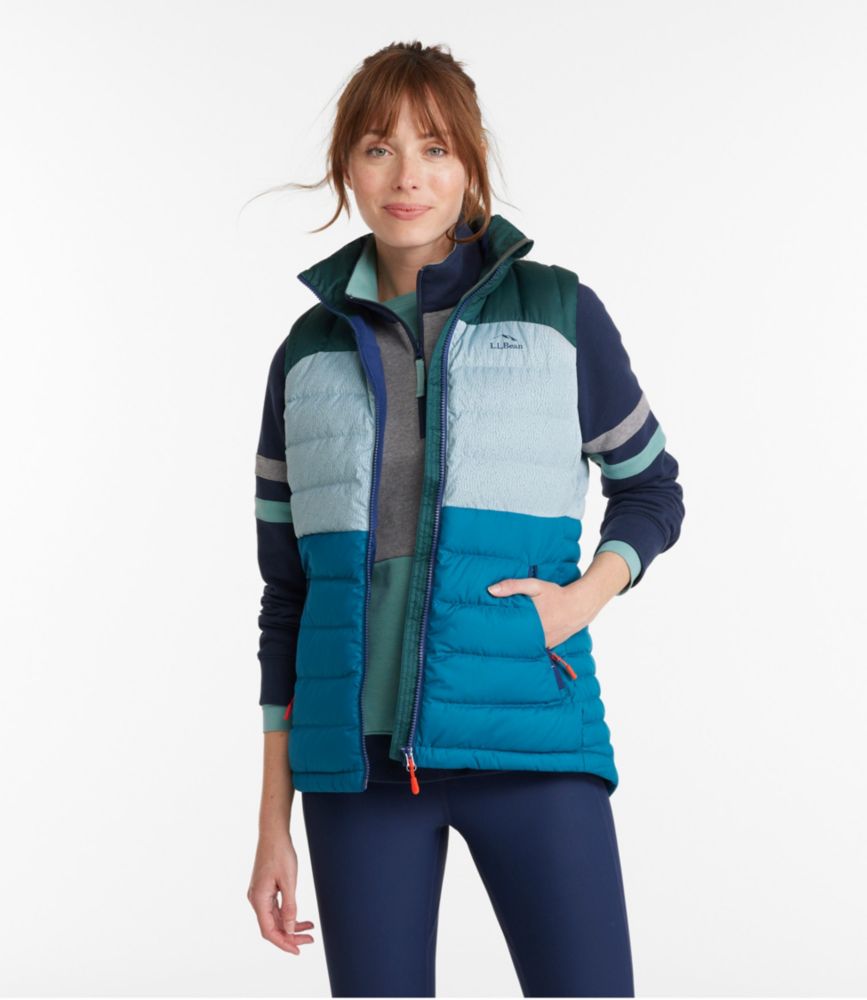 Women's Bean's Down Vest, Reflective, Mallard Teal/Dark Pine, small image number 2